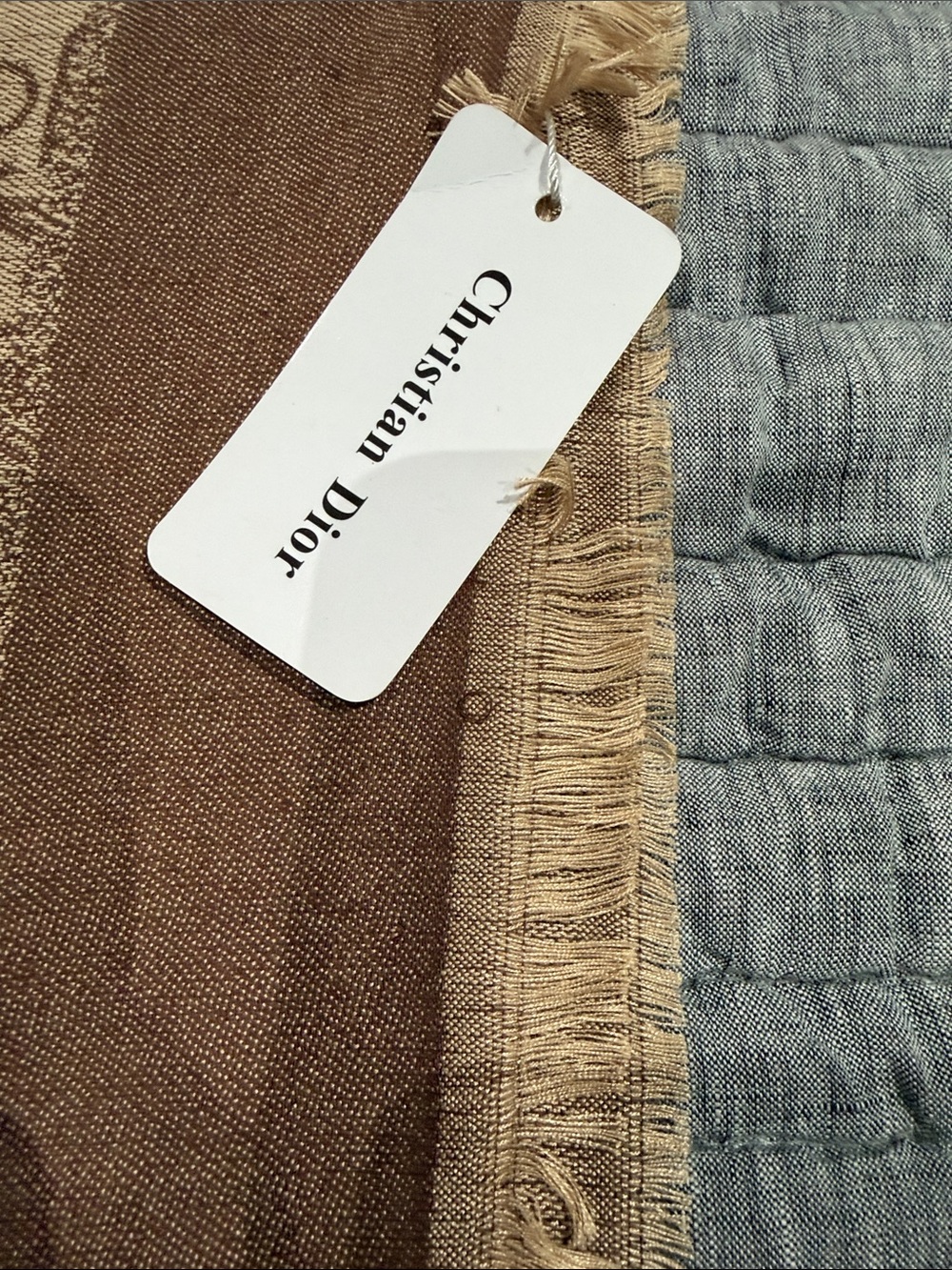 Jacquard Scarf in Brown and Cream - Picture 2 of 4